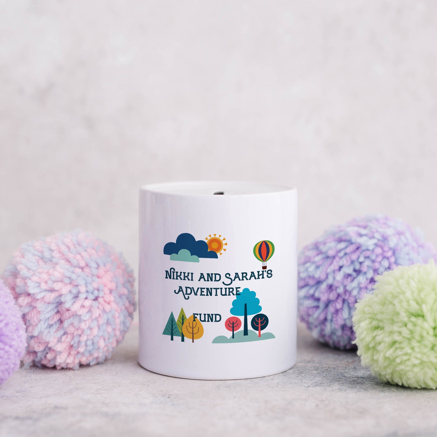 Personalised our next adventure fund | Ceramic money box