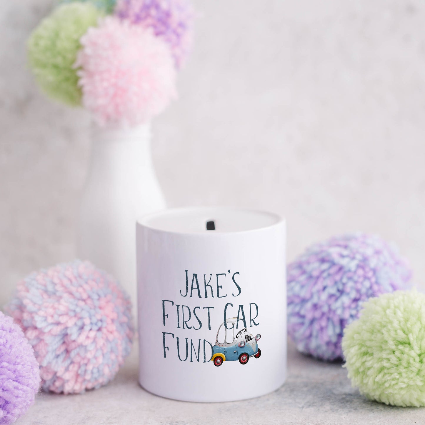 First car fund personalised name | Ceramic money box