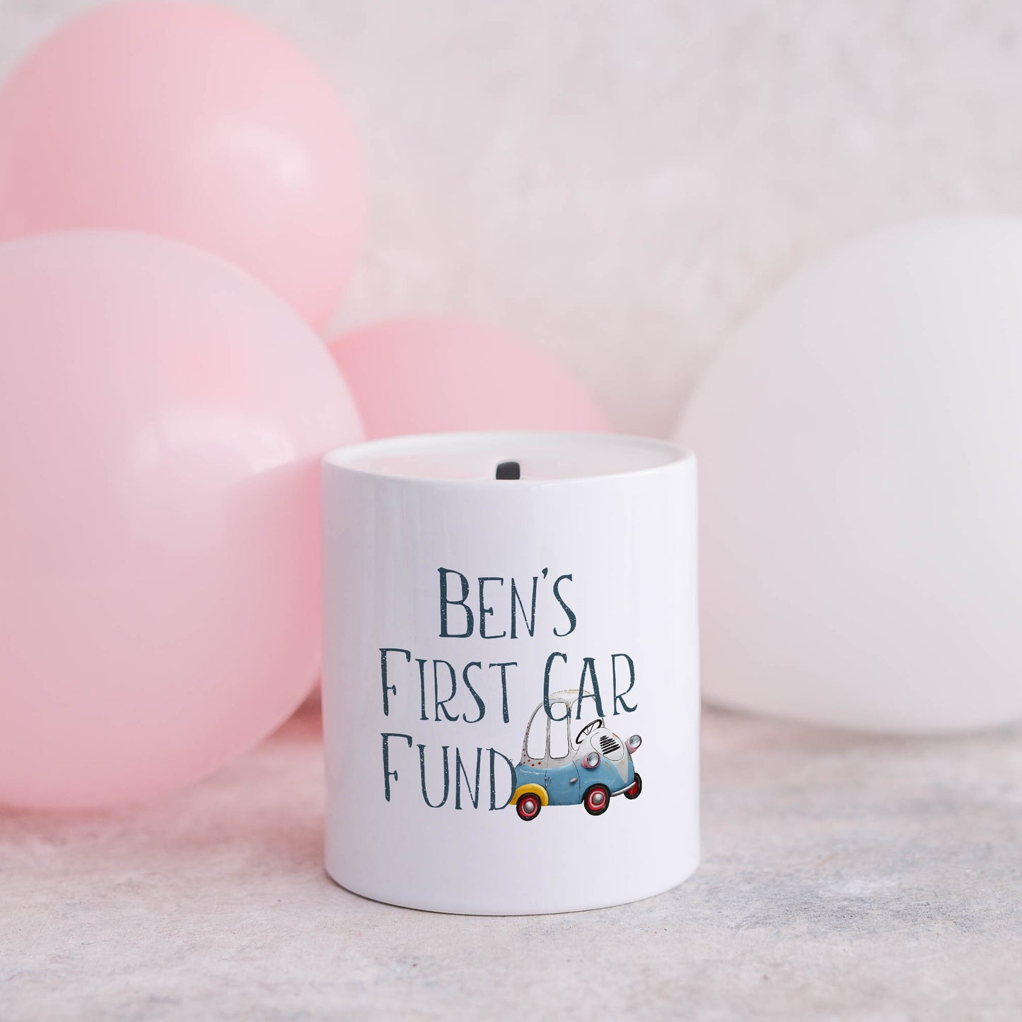 First car fund personalised name | Ceramic money box