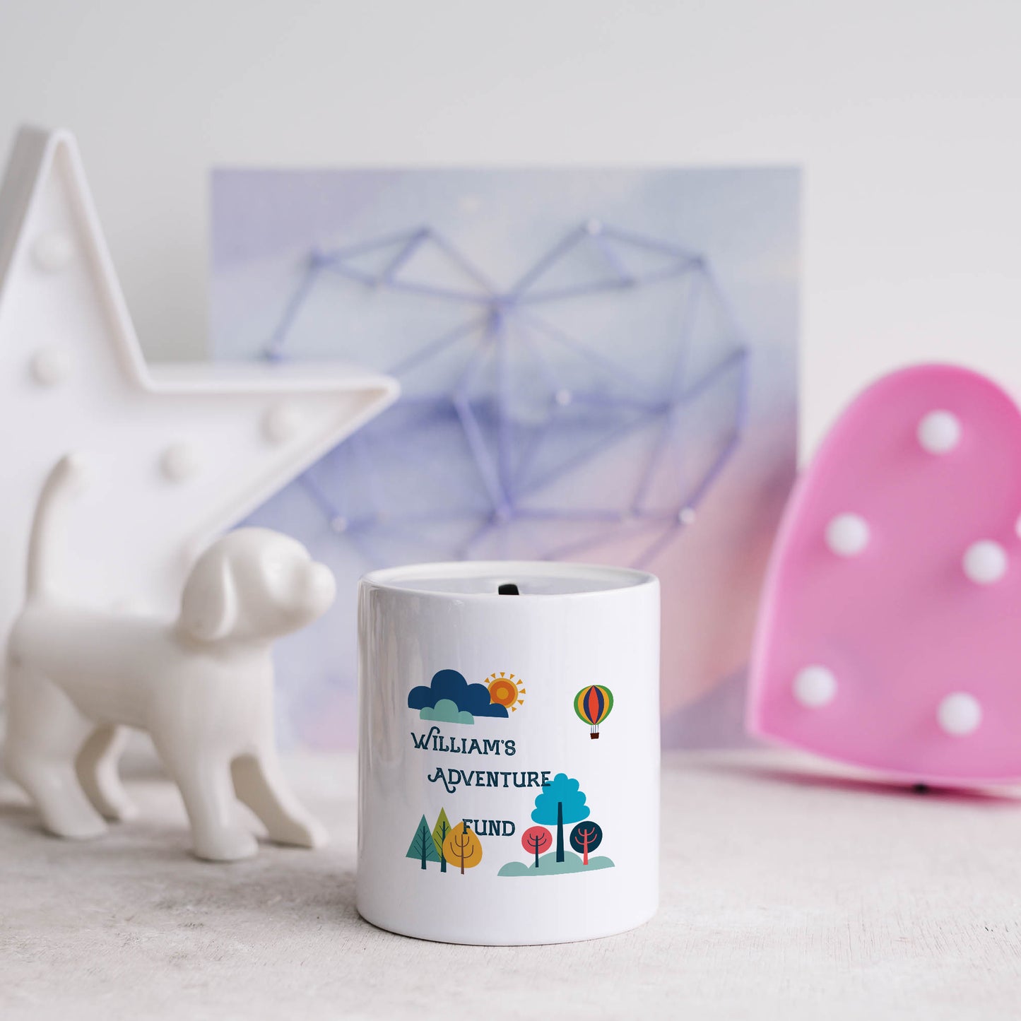 Personalised our next adventure fund | Ceramic money box