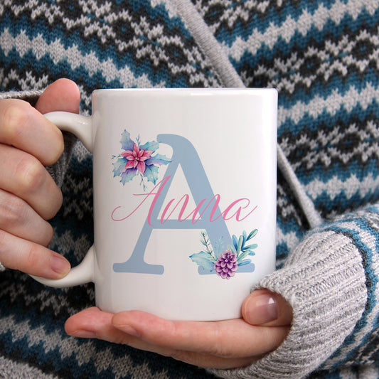 Personalised Florals Christmas Name | Ceramic mug