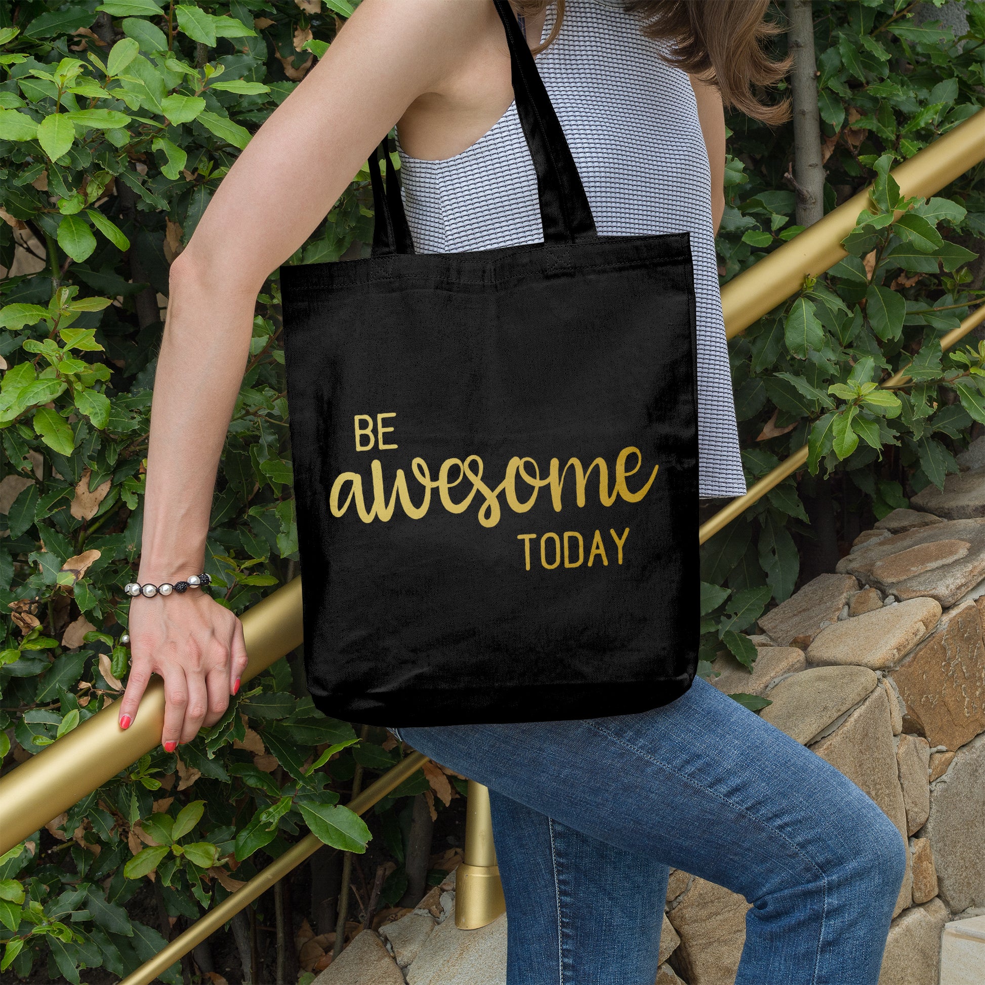 Be awesome today | 100% Organic Cotton tote bag-Tote bags-Adnil Creations