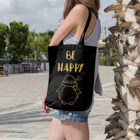 Be happy penguin | 100% Organic Cotton tote bag