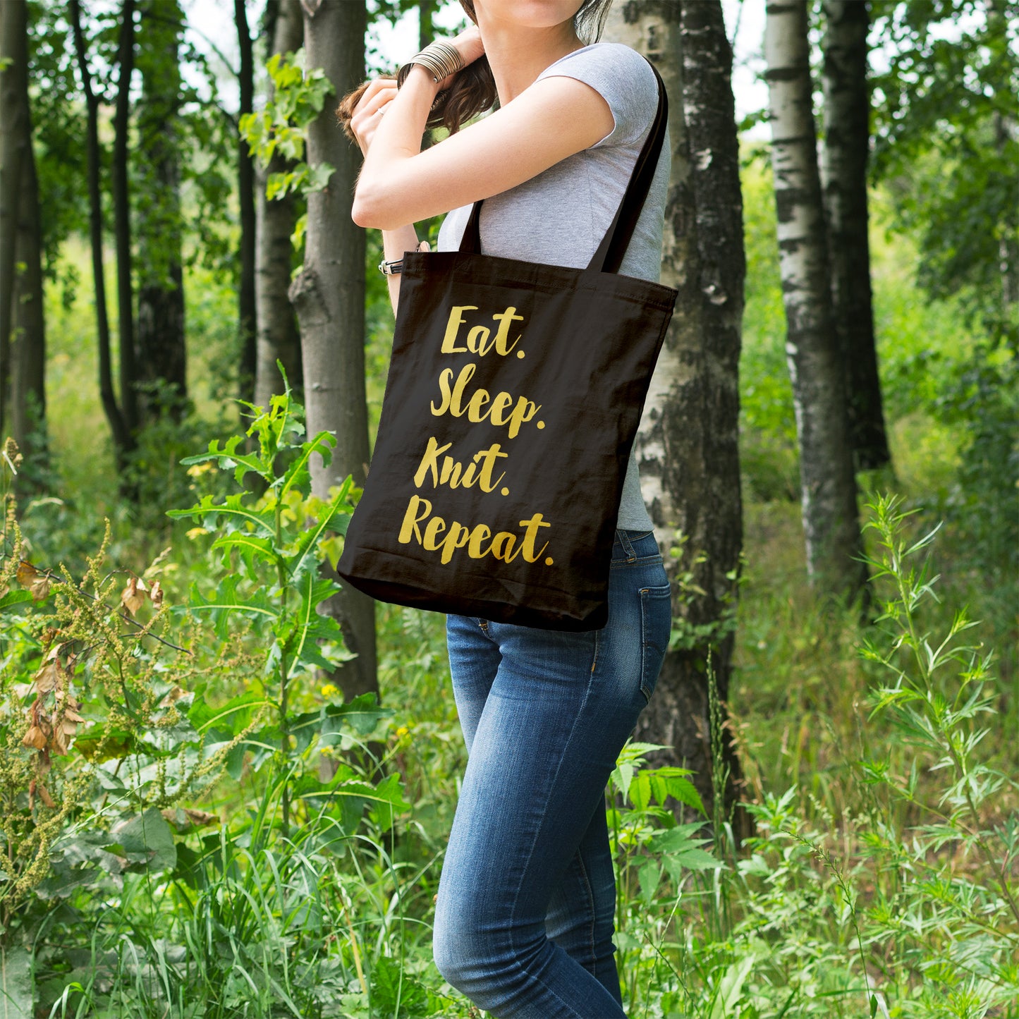 Eat. sleep. knit. repeat. | 100% Organic Cotton tote bag