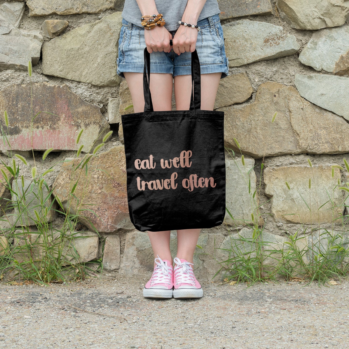 Eat well travel often | 100% Organic Cotton tote bag