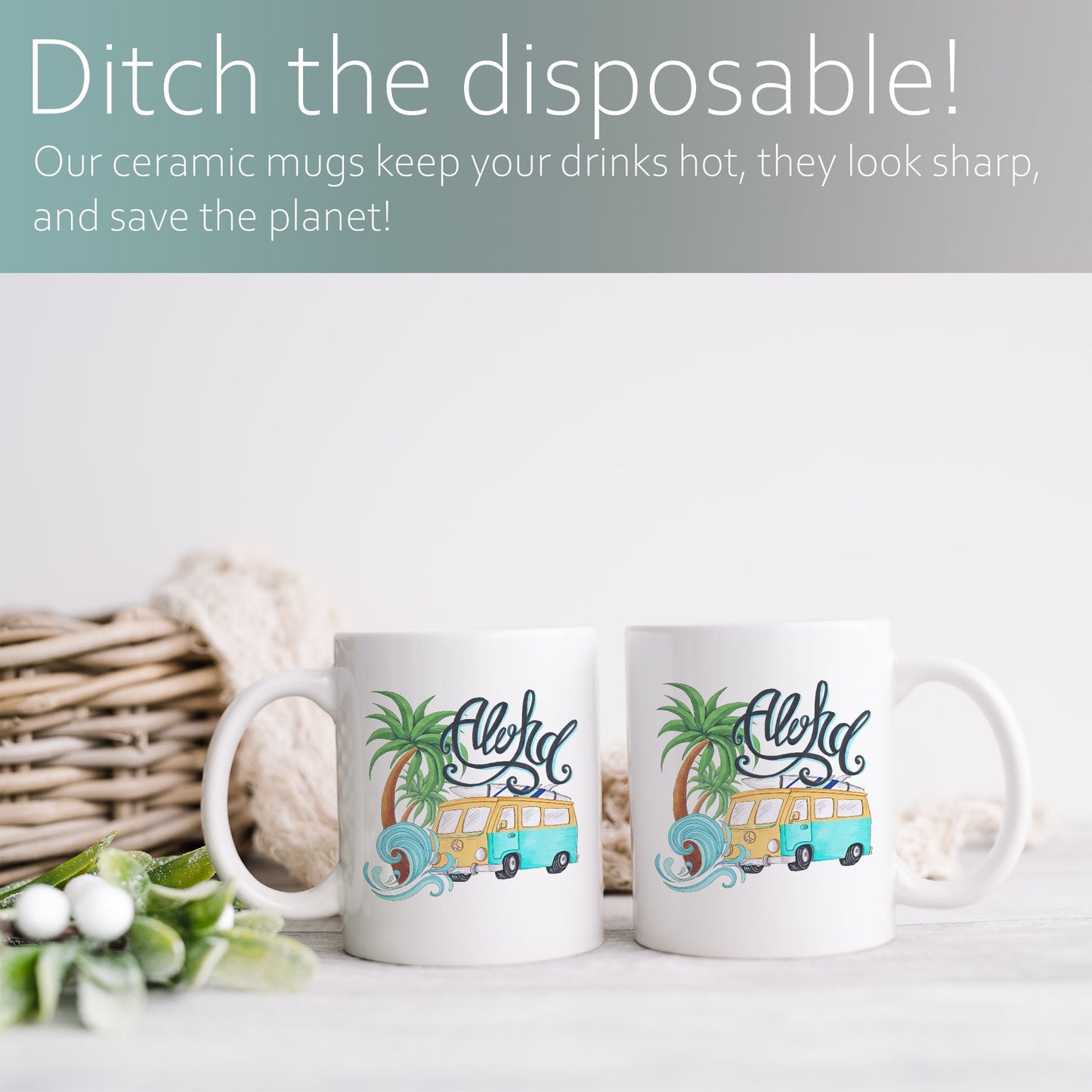 Aloha with camper | Ceramic mug-Ceramic mug-Adnil Creations