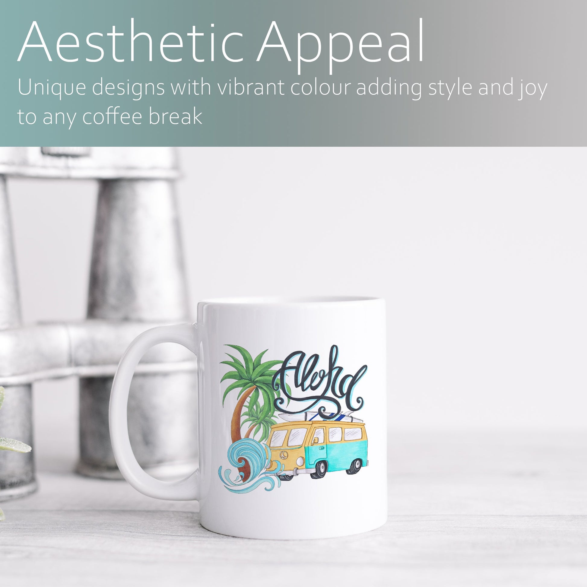 Aloha with camper | Ceramic mug-Ceramic mug-Adnil Creations