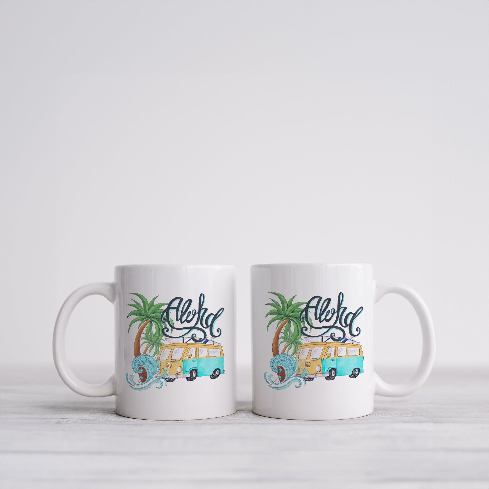 Aloha with camper | Ceramic mug-Ceramic mug-Adnil Creations