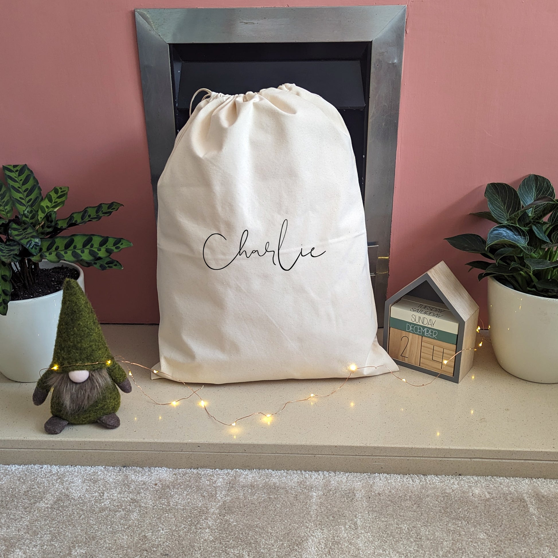 Custom Drawstring Bag with any Name | Christmas Sack-Cotton sack-Adnil Creations