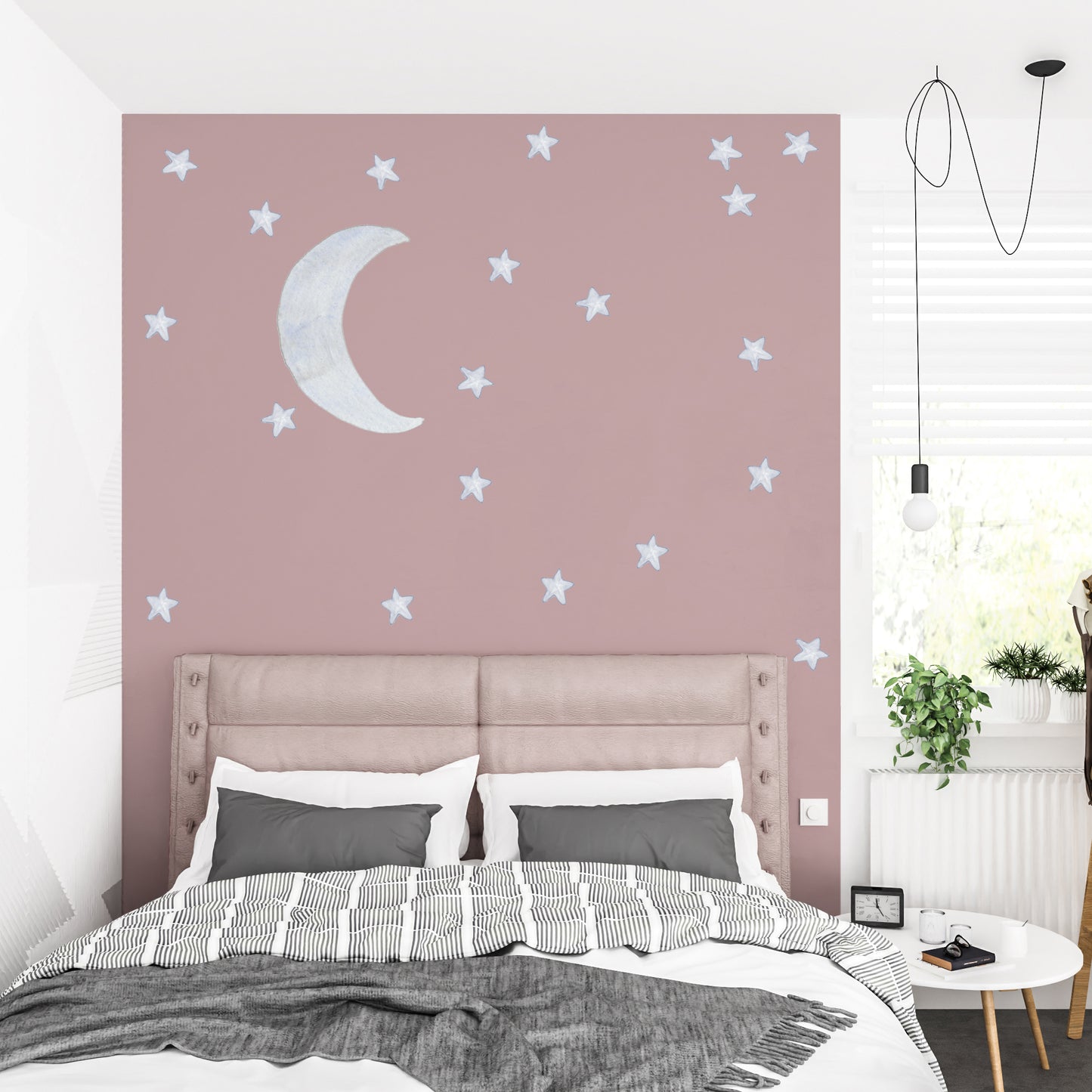 Watercolour moon and stars | Fabric wall stickers