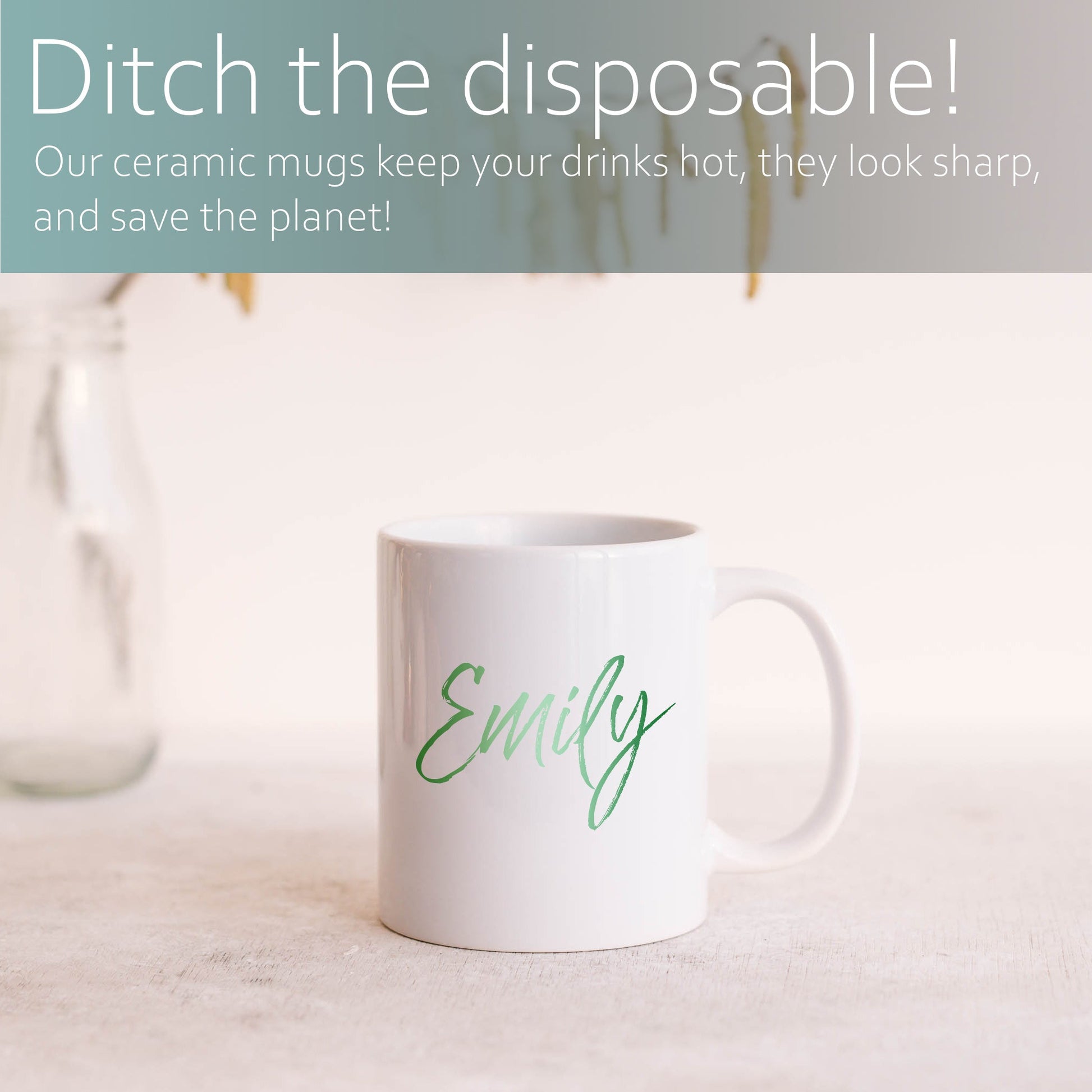 Green ombre personalised name | Ceramic mug-Ceramic mug-Adnil Creations