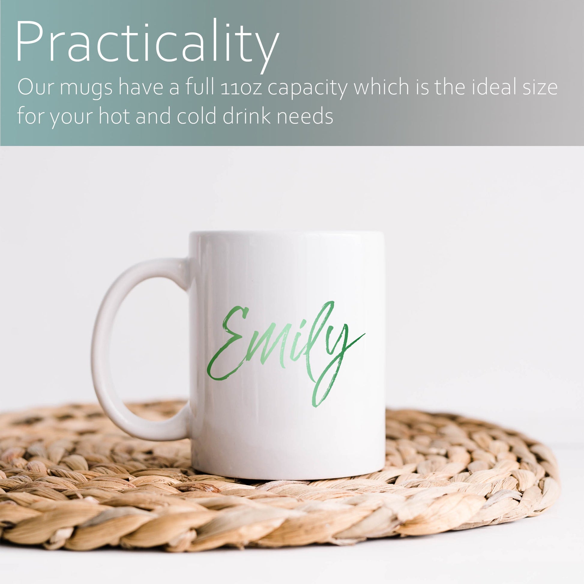Green ombre personalised name | Ceramic mug-Ceramic mug-Adnil Creations