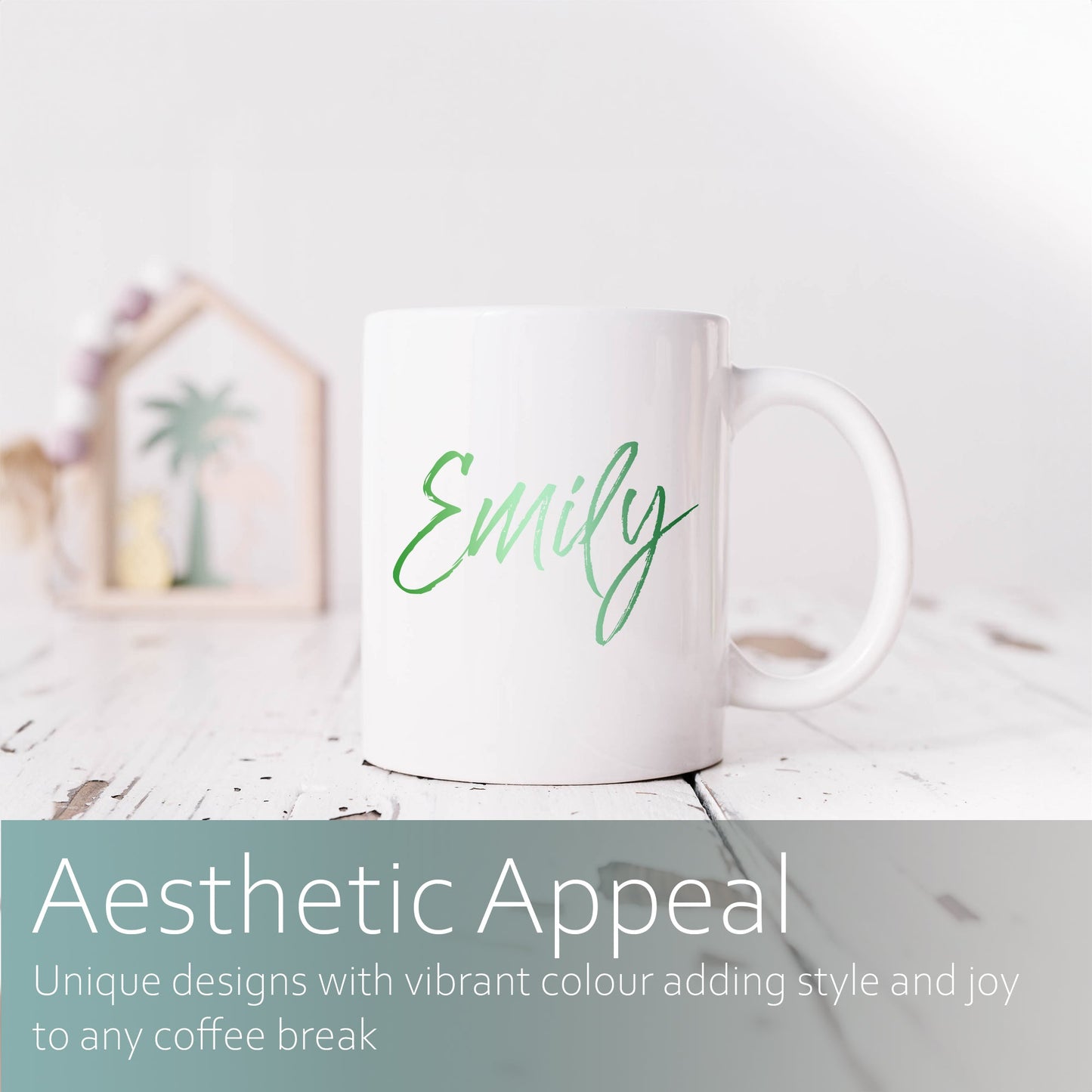 Green ombre personalised name | Ceramic mug-Ceramic mug-Adnil Creations