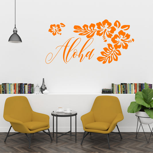 Aloha with hibiscus | Wall quote-Wall quote-Adnil Creations
