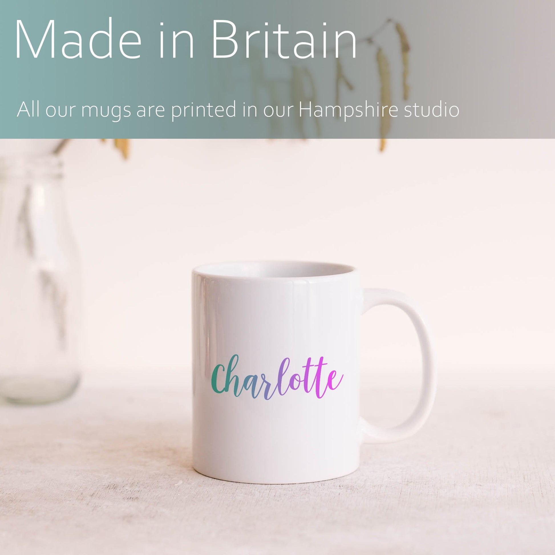 Pastel rainbow personalised name | Ceramic mug-Ceramic mug-Adnil Creations