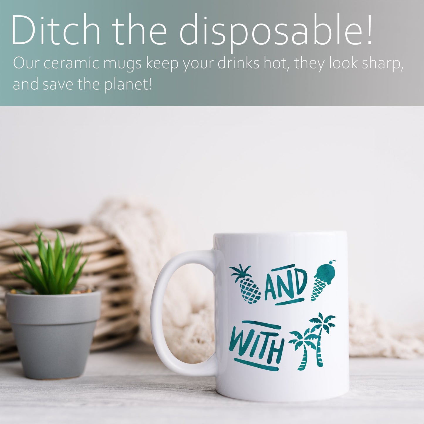 Pineapple and ice cream with palm trees | Ceramic mug-Ceramic mug-Adnil Creations