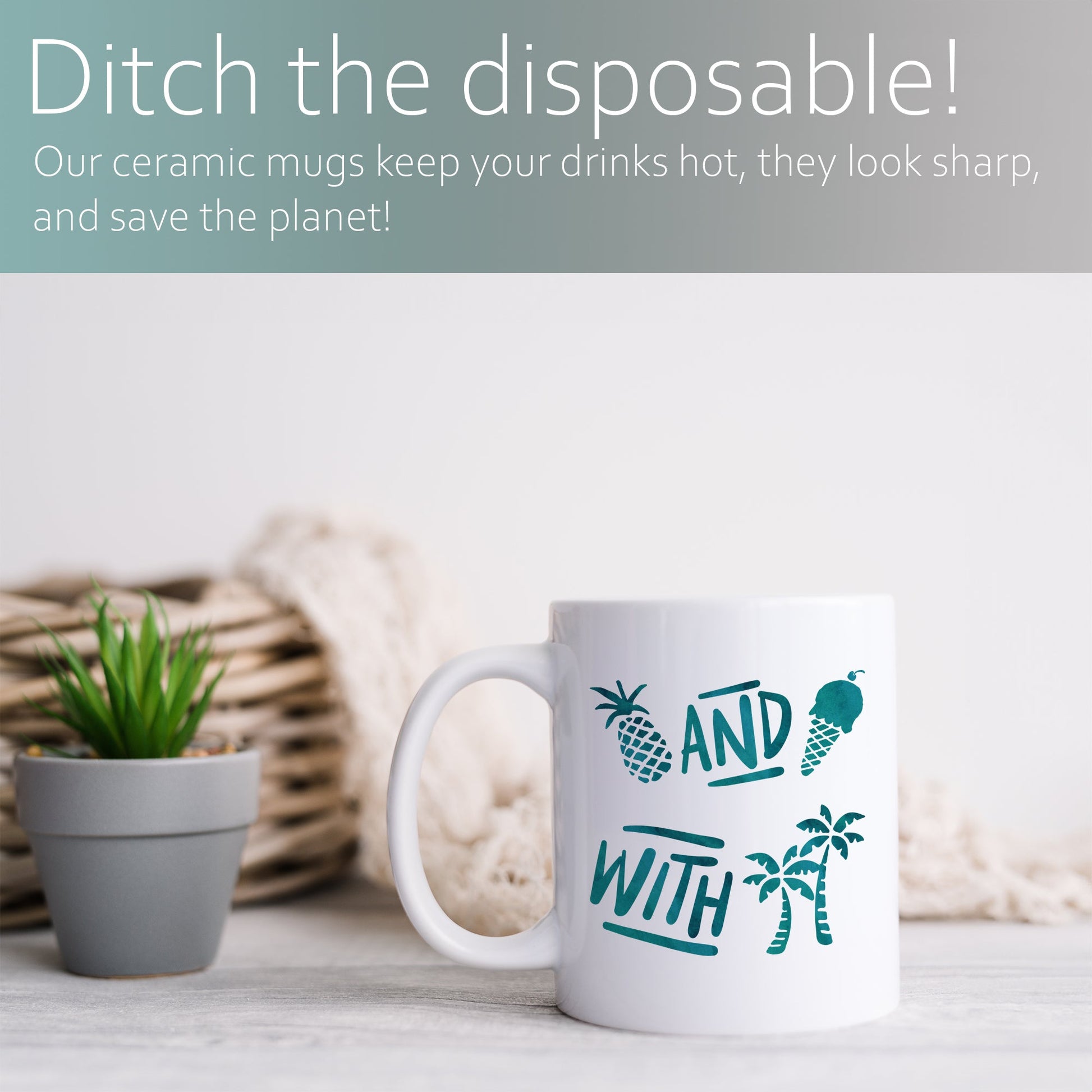Pineapple and ice cream with palm trees | Ceramic mug-Ceramic mug-Adnil Creations
