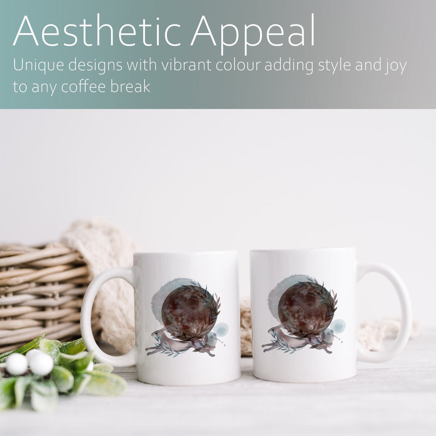 Rabbit and full moon | Ceramic mug-Ceramic mug-Adnil Creations