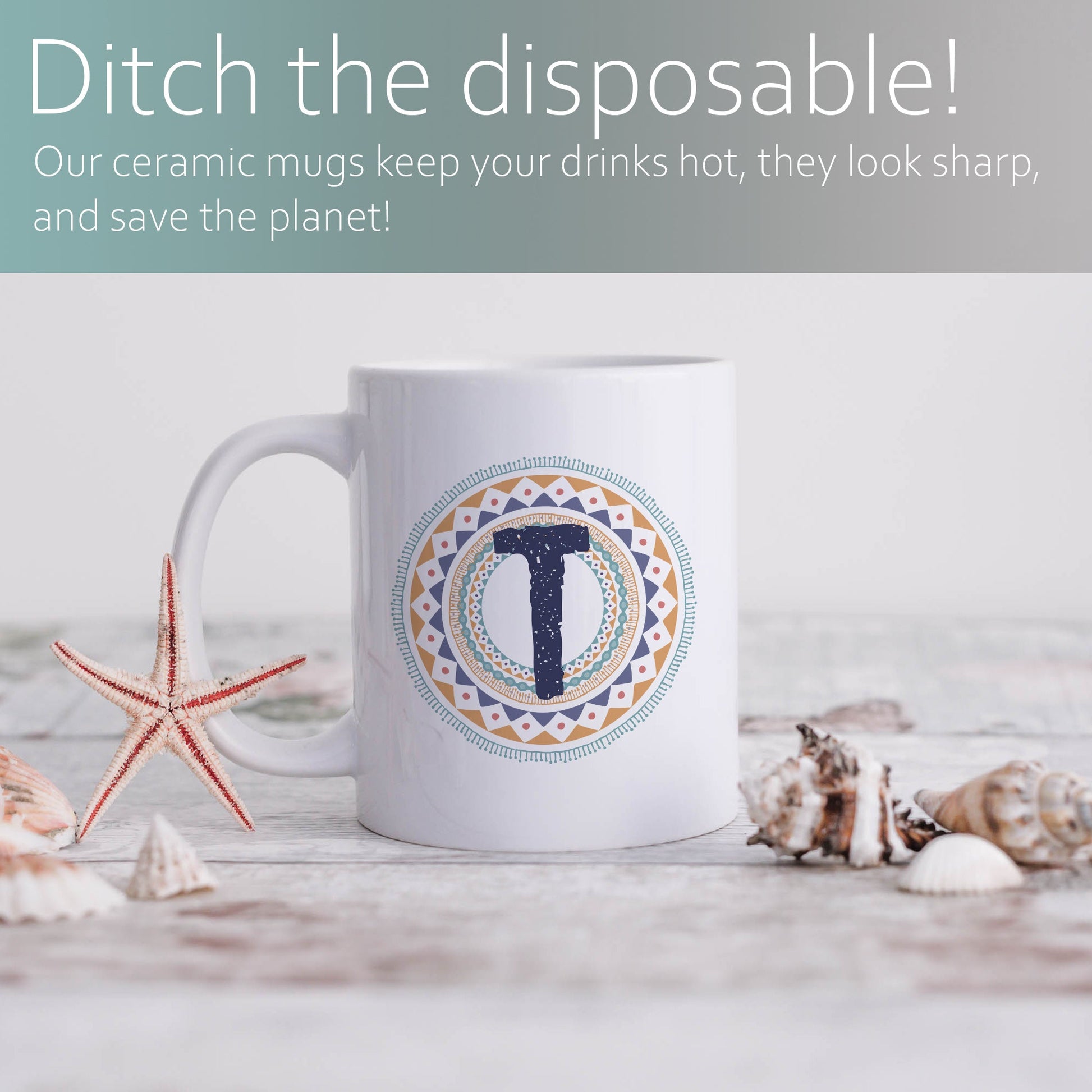 Tribal style personalised initial | Ceramic mug-Ceramic mug-Adnil Creations