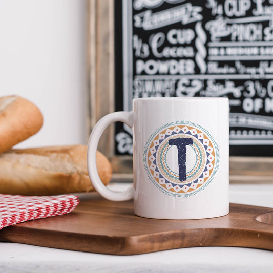 Tribal style personalised initial | Ceramic mug-Ceramic mug-Adnil Creations