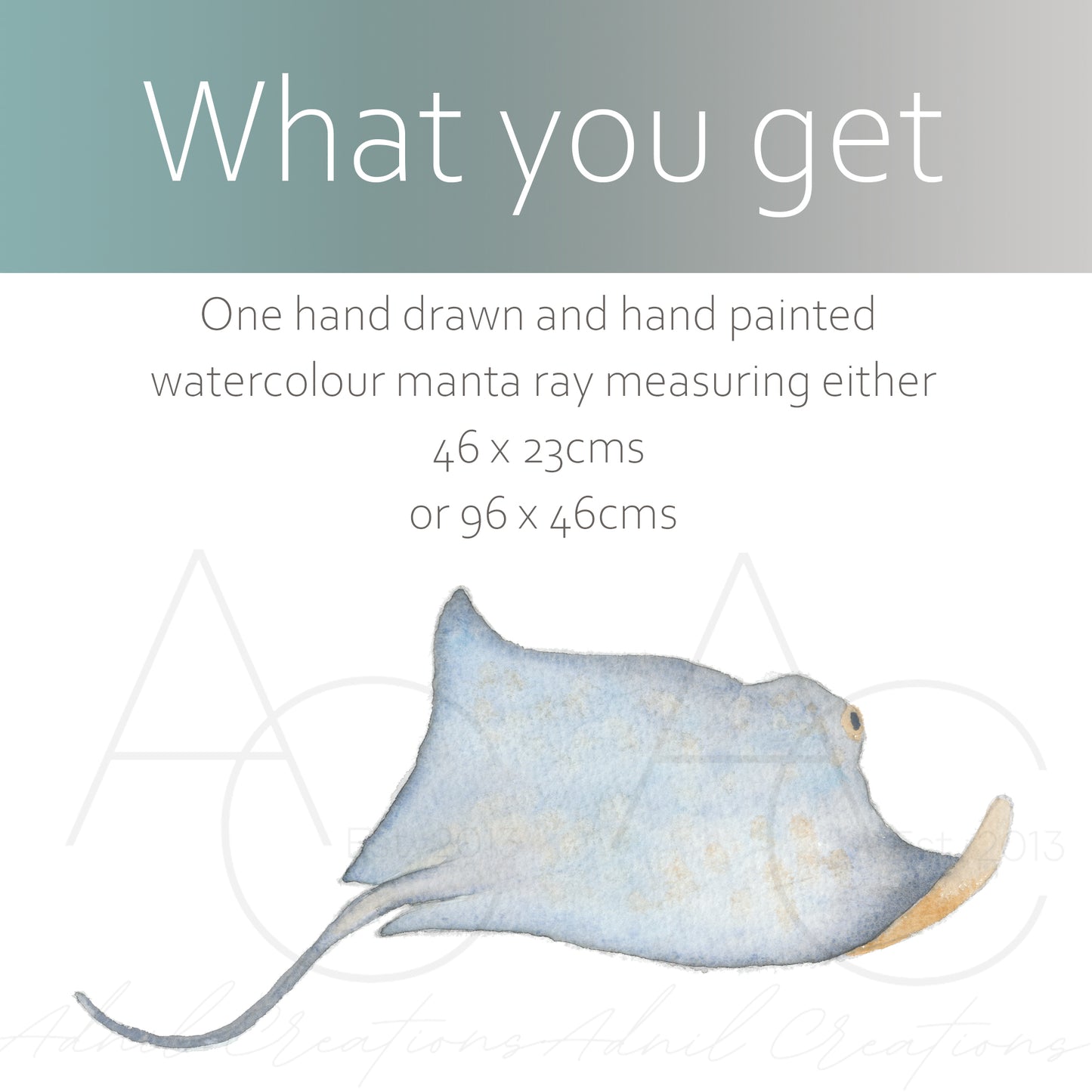 Watercolour manta ray | Fabric wall stickers