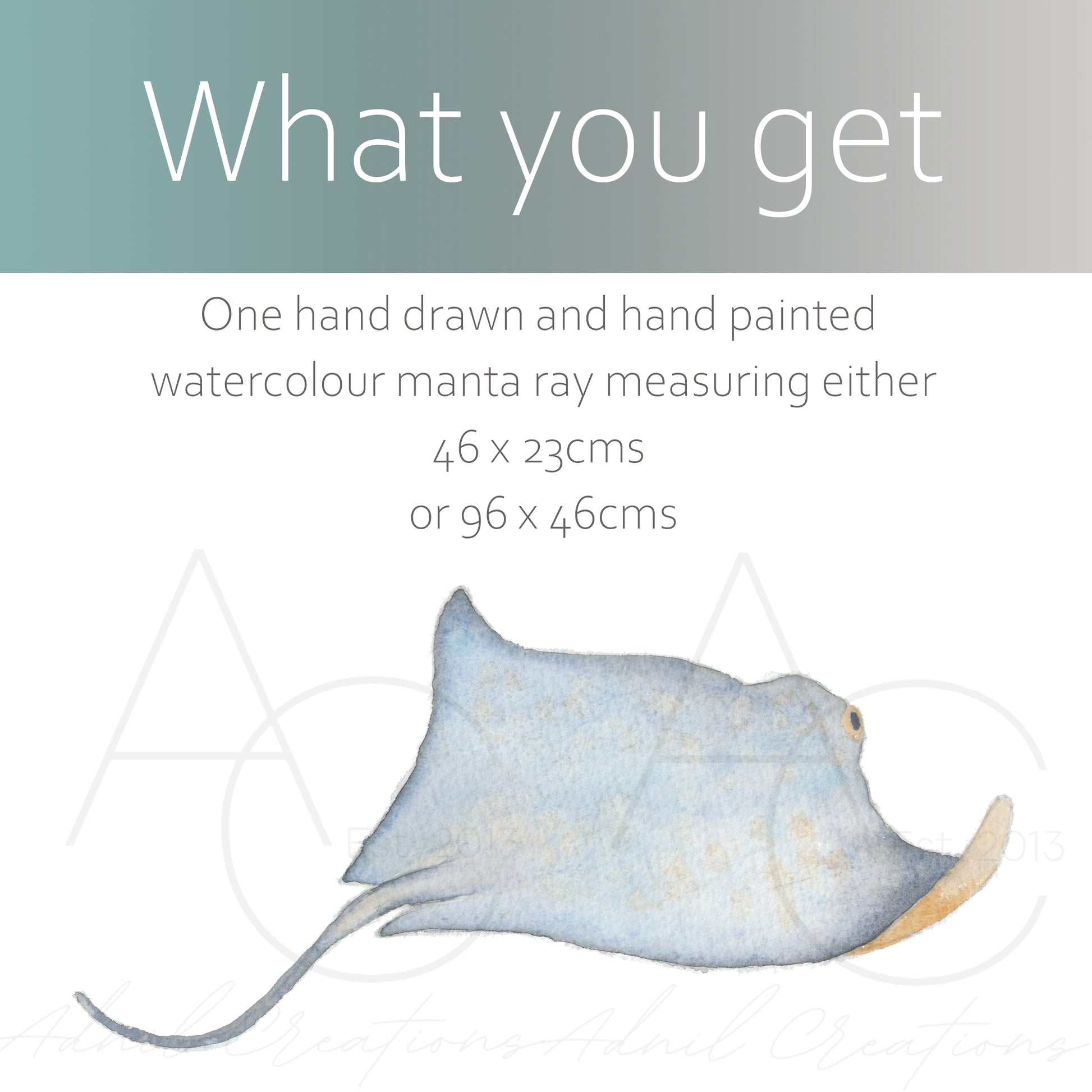 Watercolour manta ray | Fabric wall stickers-Fabric wall stickers-Adnil Creations