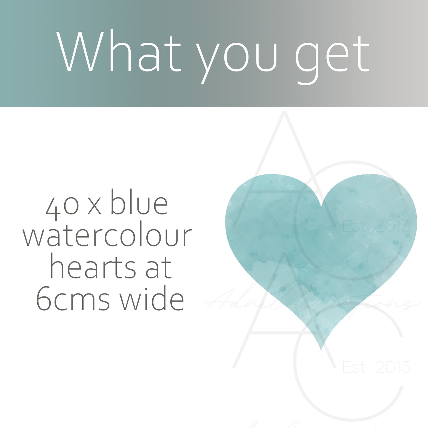Watercolour blue hearts | Fabric wall stickers