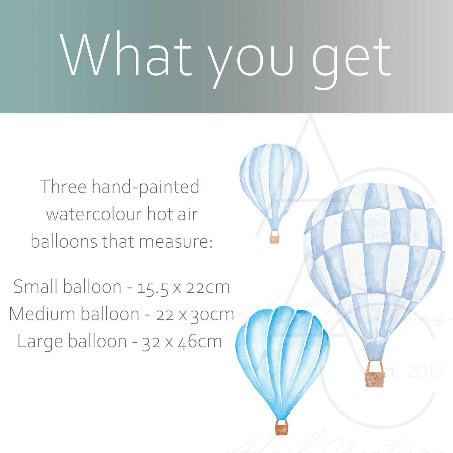 Trio of watercolour hot air balloons | Fabric wall stickers