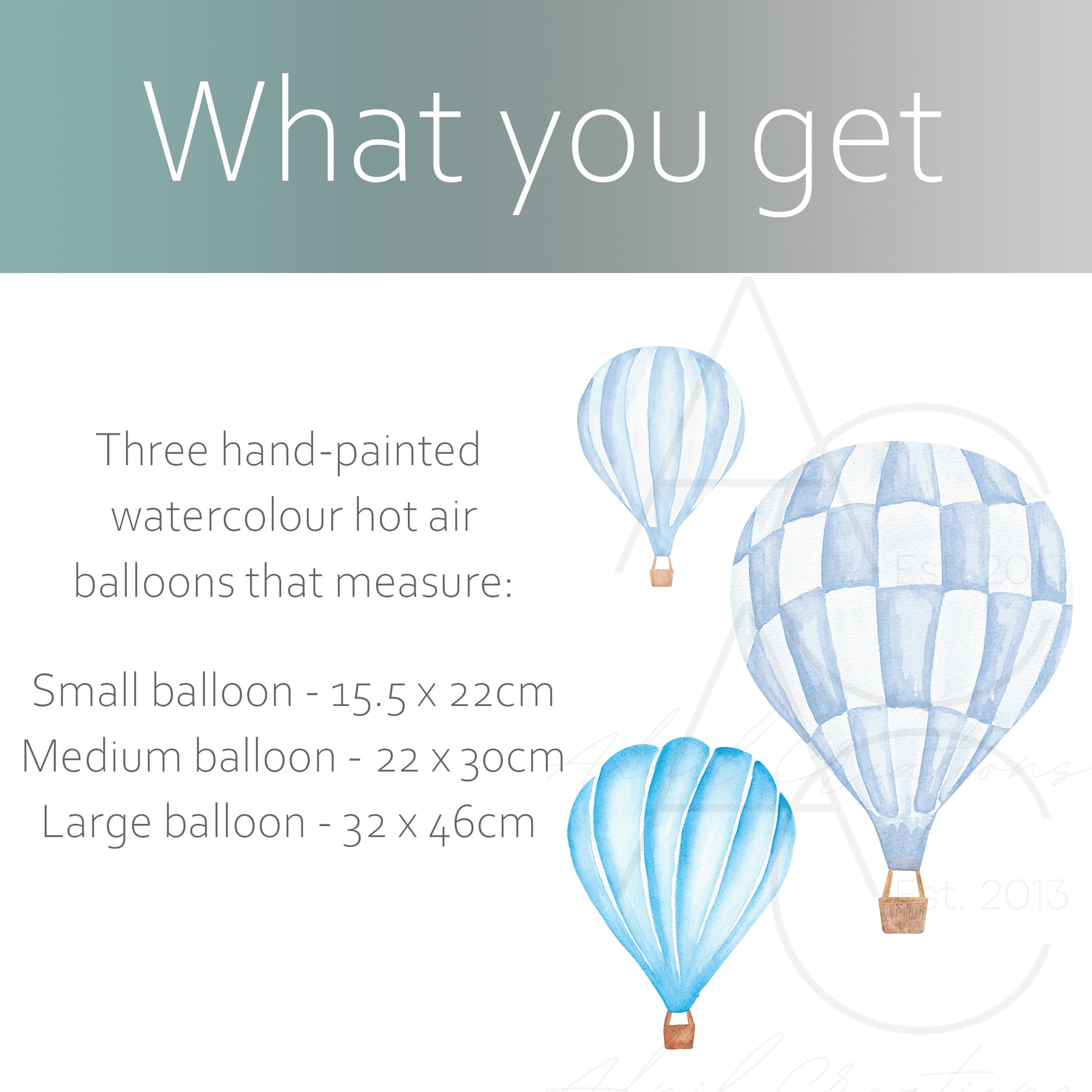 Trio of watercolour hot air balloons | Fabric wall stickers-Fabric wall stickers-Adnil Creations
