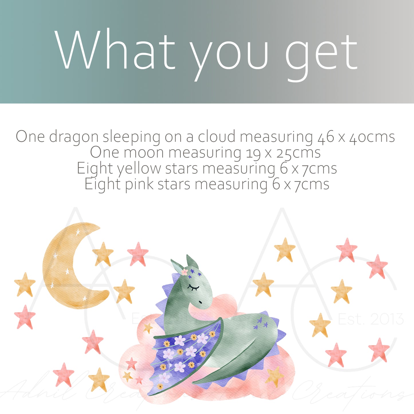Watercolour dragon on a cloud | Fabric wall stickers