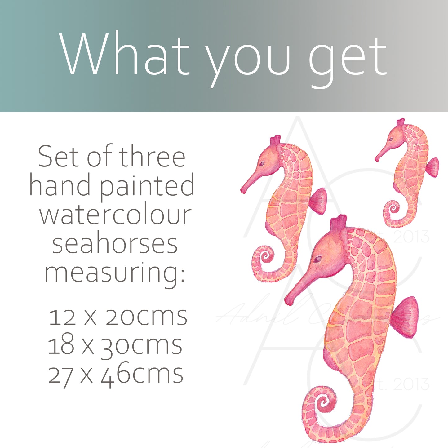 Watercolour seahorse trio | Fabric wall stickers