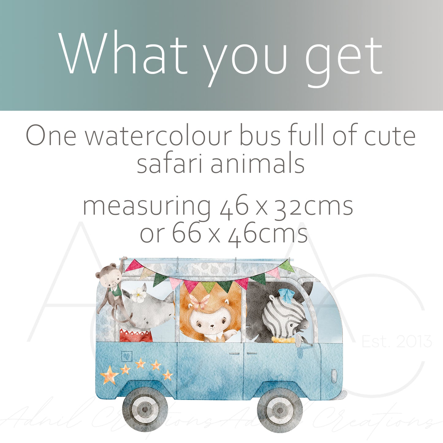 Watercolour safari bus | Fabric wall stickers