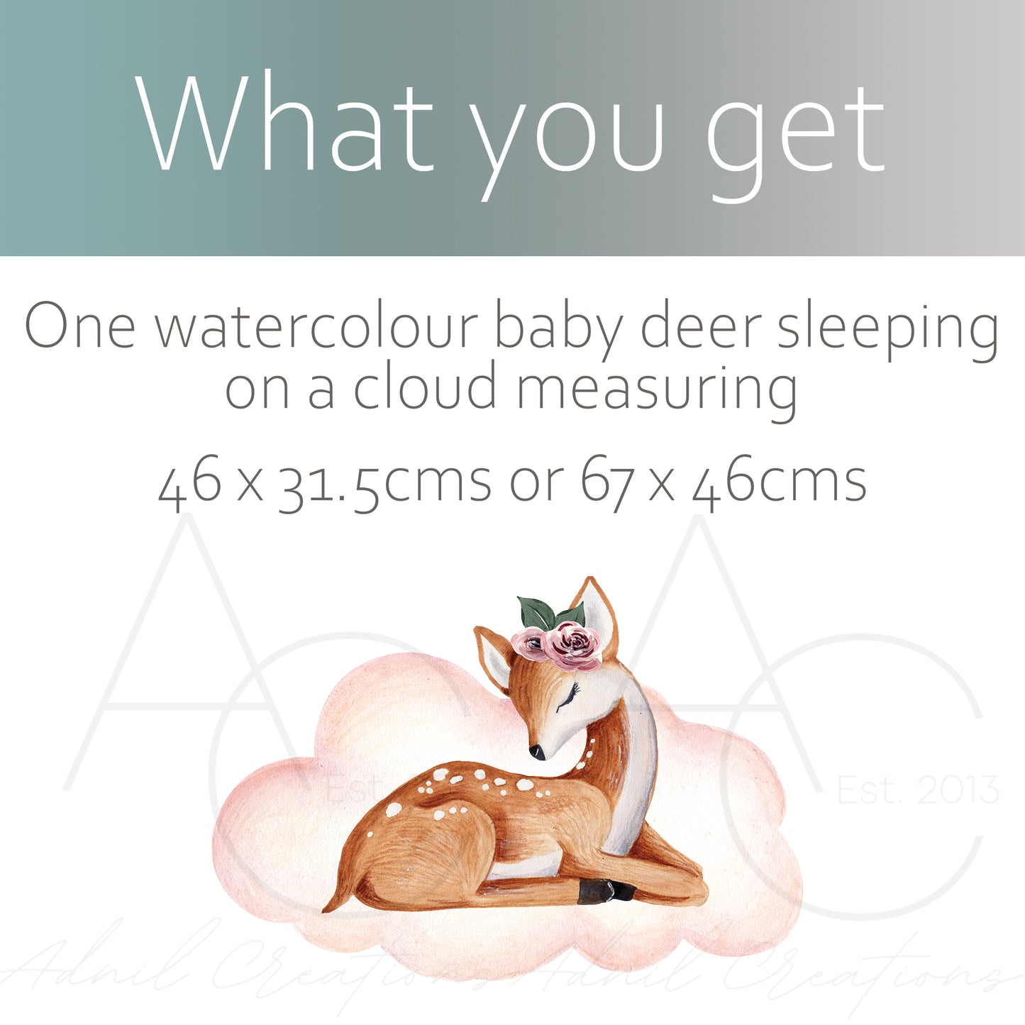 Watercolour baby deer on a cloud | Fabric wall stickers