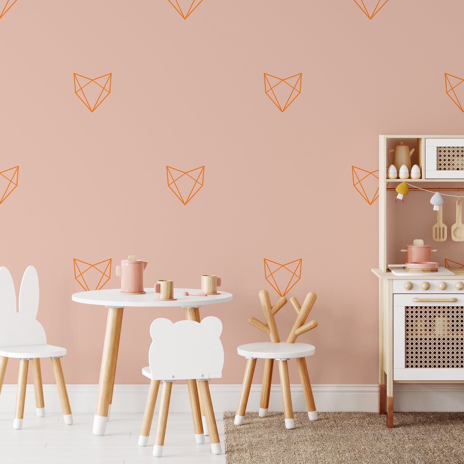 Geometric fox heads | Wall pattern-Repeating pattern-Adnil Creations