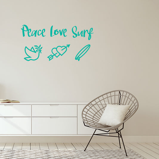 Peace love surf | Wall quote - Adnil Creations