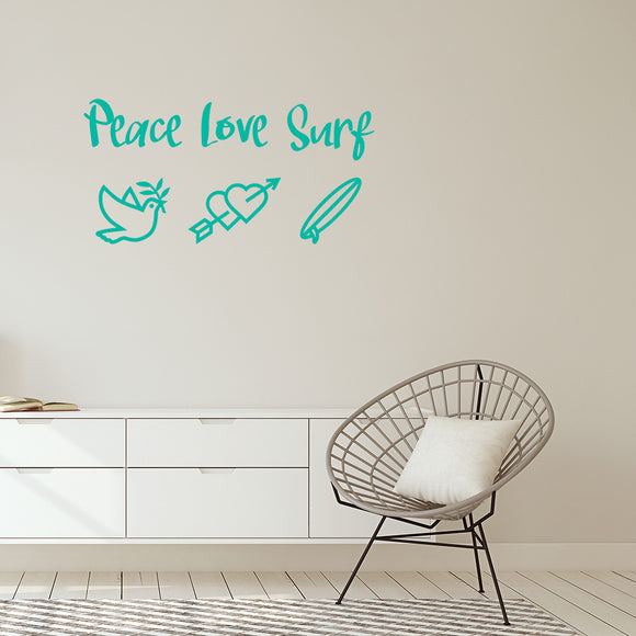 Peace love surf | Wall quote - Adnil Creations