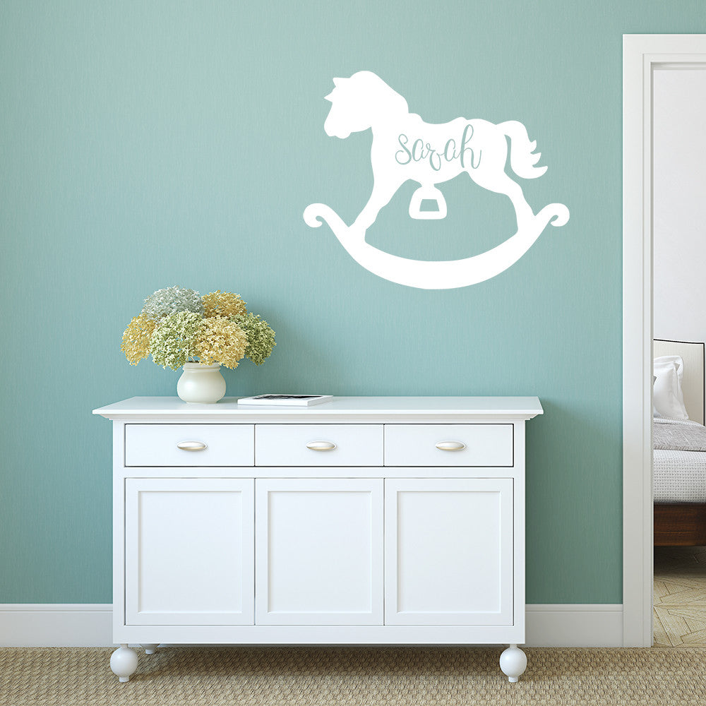 Rocking horse with name | Monogram decal - Adnil Creations