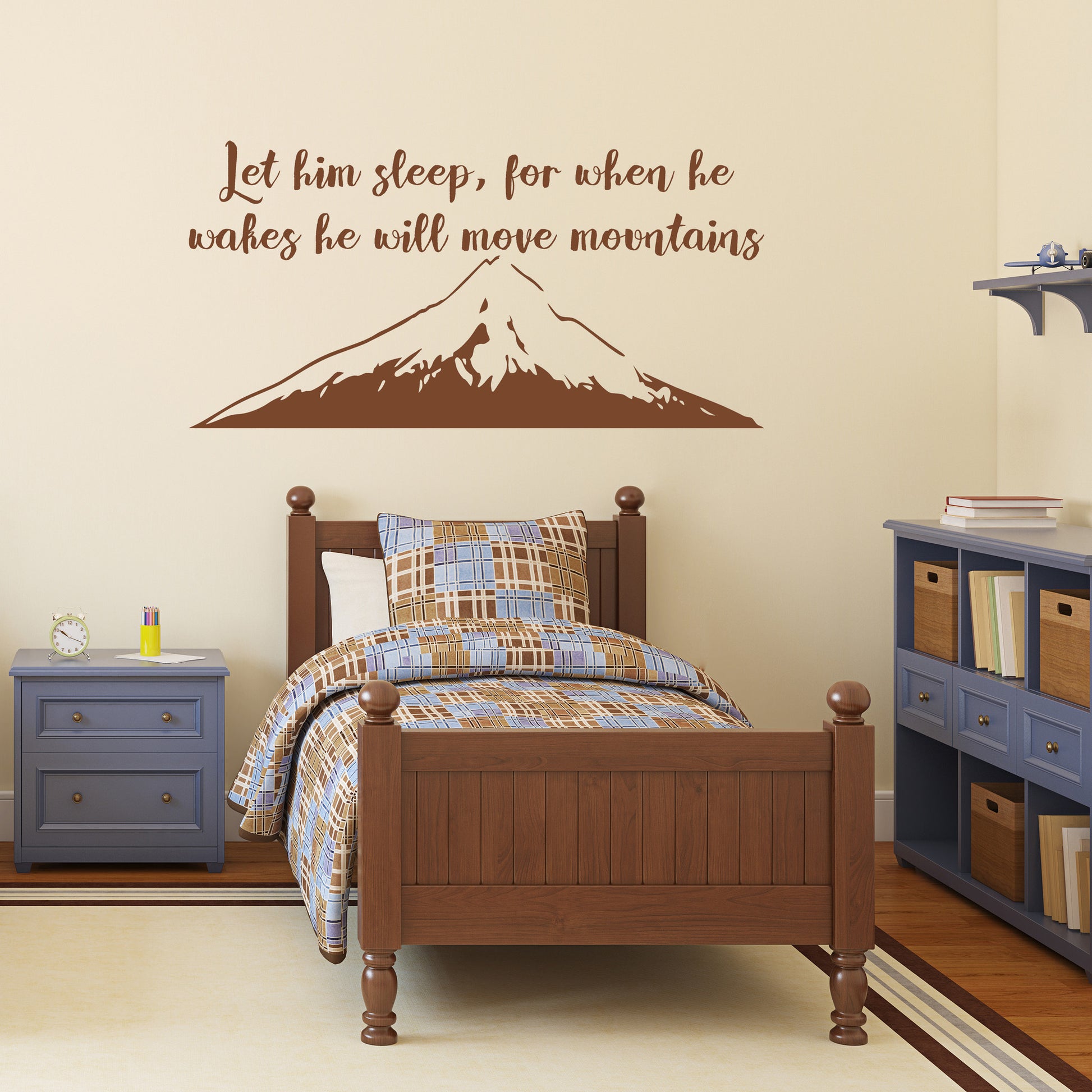 Let him sleep, for when he wakes he will move mountains | Wall quote - Adnil Creations
