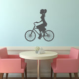 Girl riding vintage bicycle | Wall decal - Adnil Creations