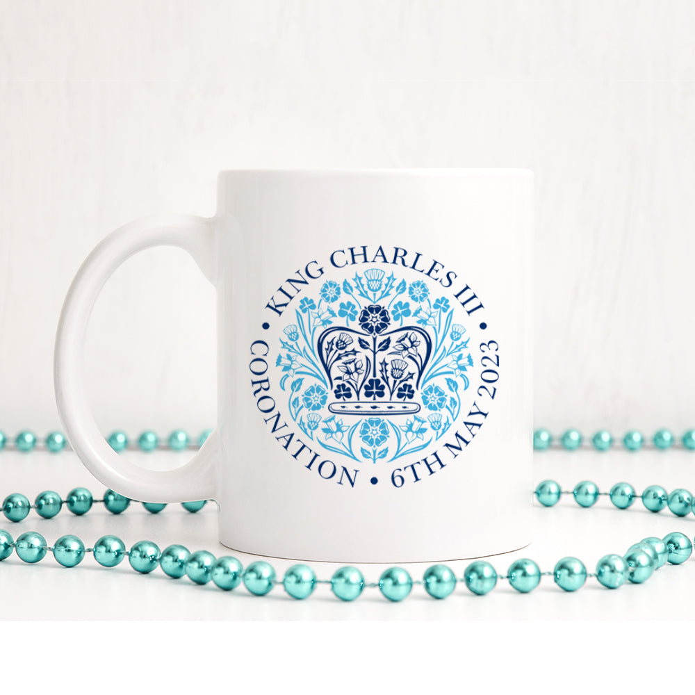 Official Emblem of The Coronation of King Charles III – 6th May 2023 | Ceramic mug | Blue