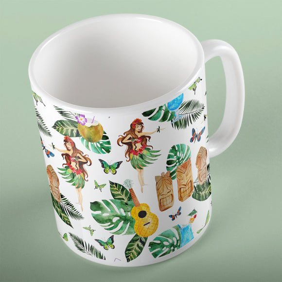 Hawaiian hula girl pattern | Ceramic mug - Adnil Creations