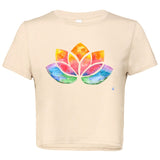 Flowy Cropped T-Shirt with Watercolour Lotus