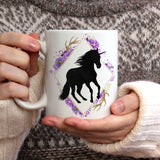 Unicorn in a floral frame | Ceramic mug - Adnil Creations