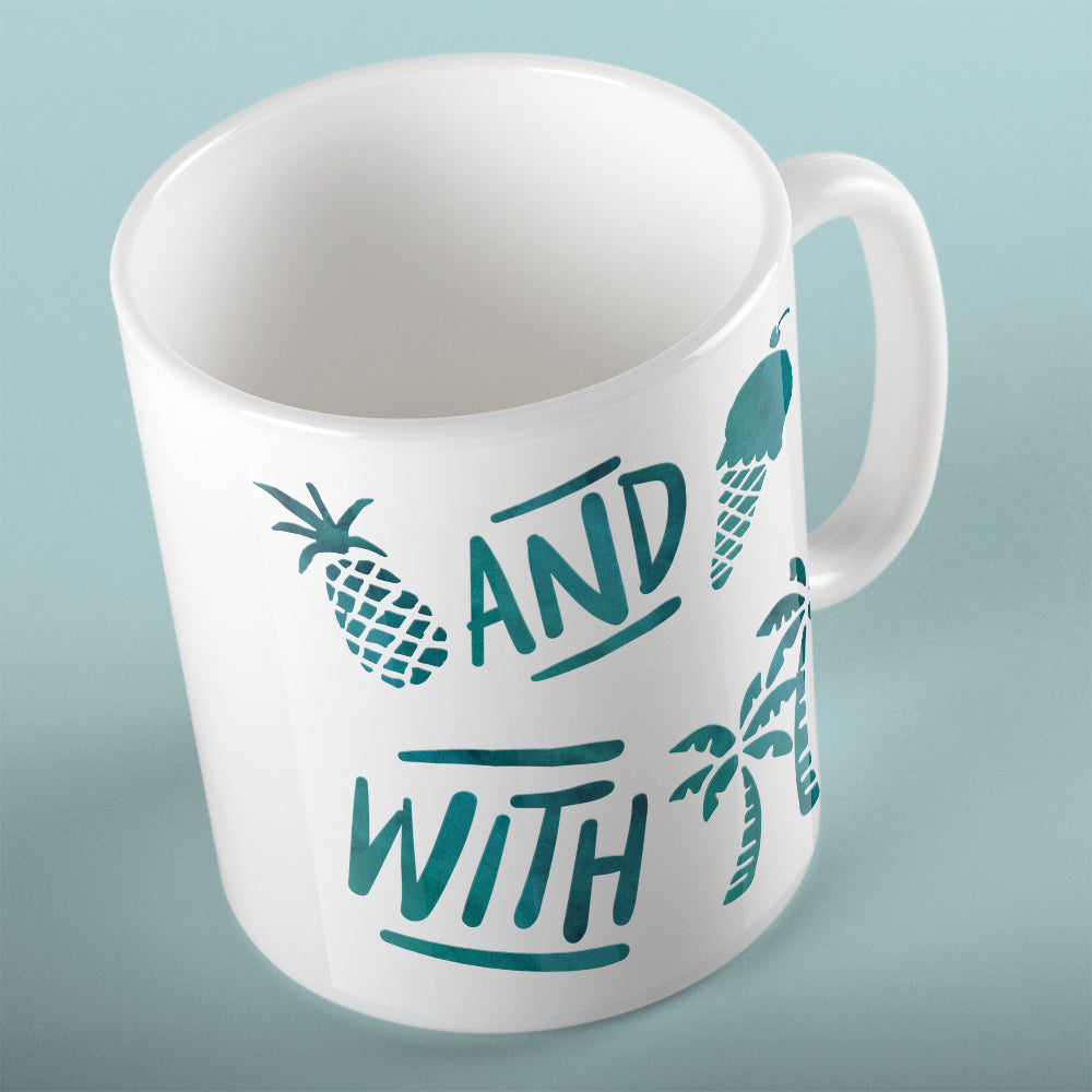 Pineapple and ice cream with palm trees | Ceramic mug - Adnil Creations