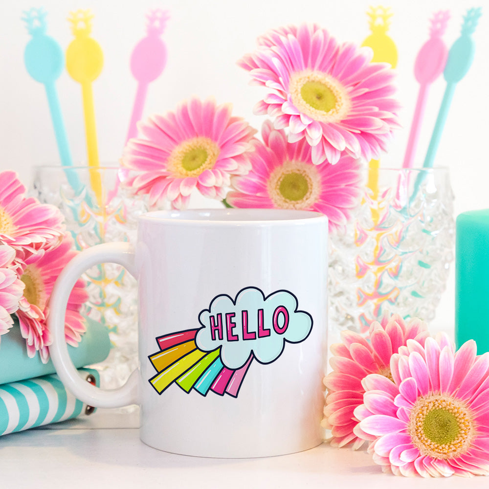 Hello rainbow speech bubble | Ceramic mug - Adnil Creations