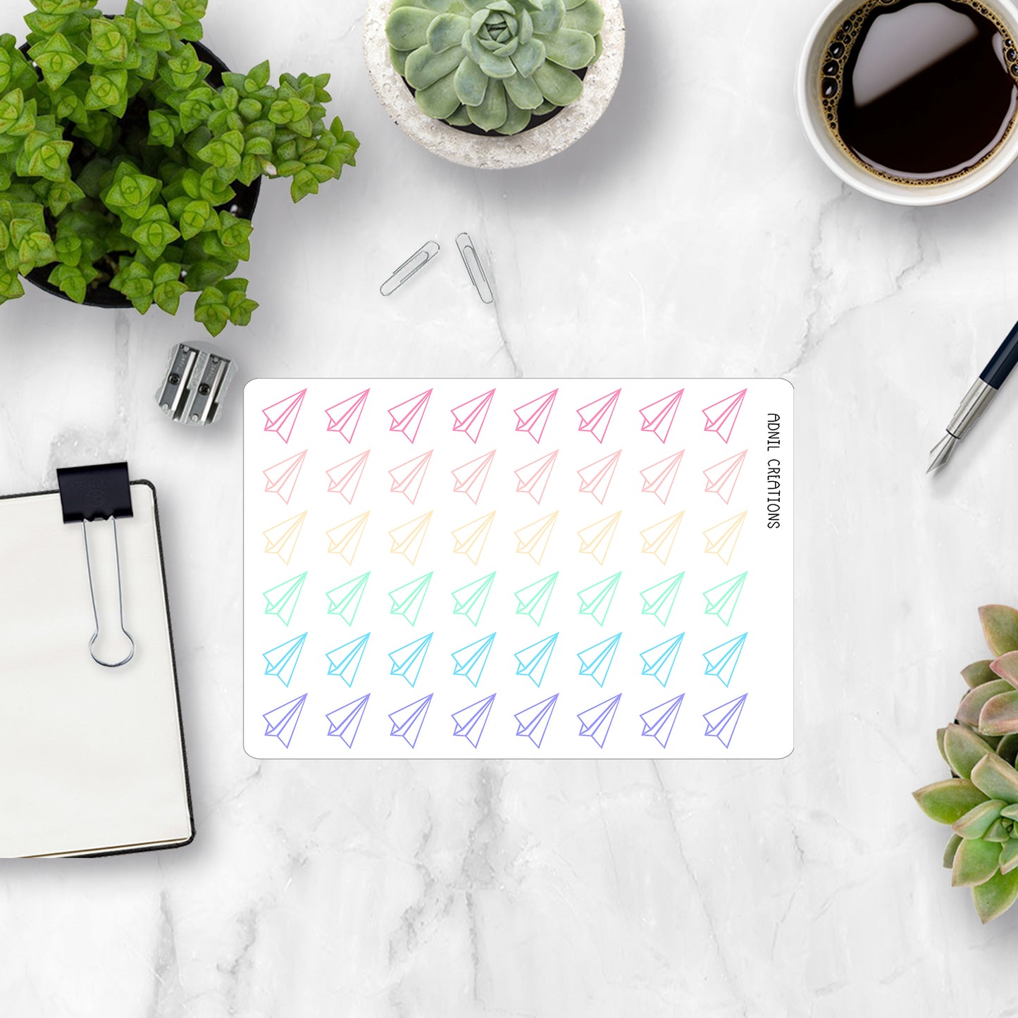 Paper aeroplanes | Planner stickers - Adnil Creations
