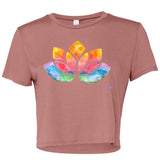 Flowy Cropped T-Shirt with Watercolour Lotus