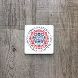 Official Emblem of The Coronation of King Charles III – 6th May 2023 | Ceramic mug | Red and Blue