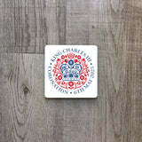 Official Emblem of The Coronation of King Charles III – 6th May 2023 | Enamel mug | Red and Blue