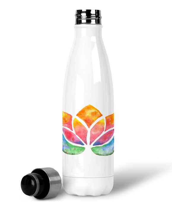 Stainless Steel Water Bottle with Watercolour Lotus